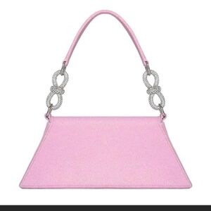 Glitter Lavender Evening Clutch with Rhinestone Chain